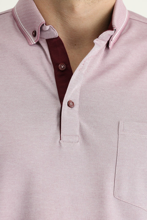 Gül Kurusu Polo Yaka Regular Fit Pamuklu Tişört