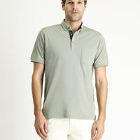 Çağla Yeşili Polo Yaka Regular Fit Pamuklu Tişört