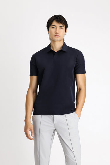  Koyu Lacivert Techno-Line Polo Yaka Regular Fit Baskılı Tişört