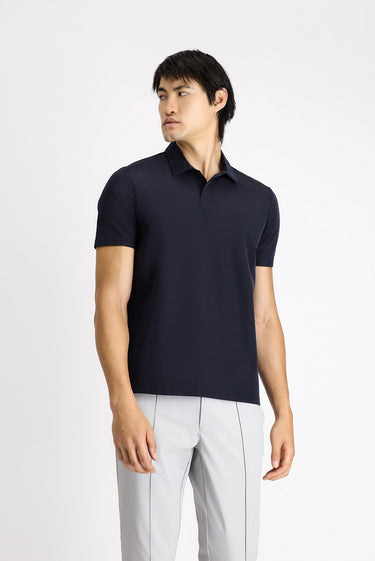  Koyu Lacivert Techno-Line Polo Yaka Regular Fit Baskılı Tişört