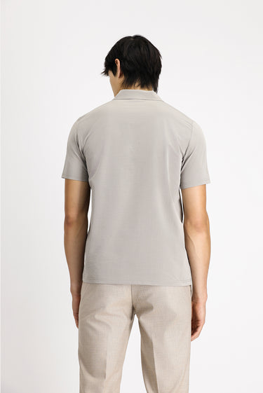 Açık Vizon Techno-Line Polo Yaka Regular Fit Baskılı Tişört