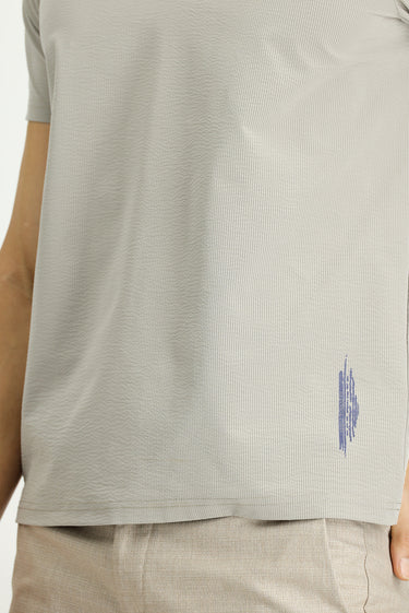 Açık Vizon Techno-Line Polo Yaka Regular Fit Baskılı Tişört