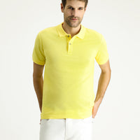 Limon Sarı Slim Fit Dar Kesim Nakışlı Pamuk Polo Yaka Tişört