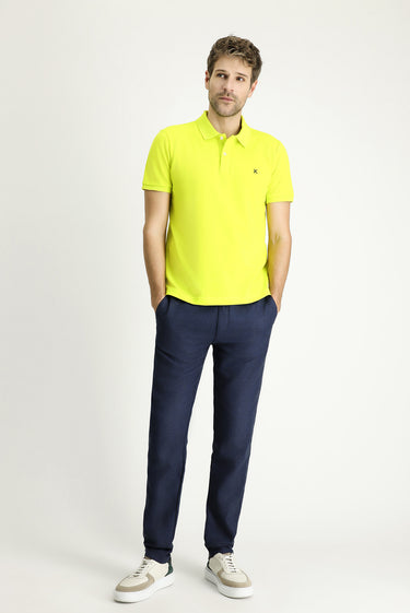  Lime Slim Fit Dar Kesim Nakışlı Pamuk Polo Yaka Tişört