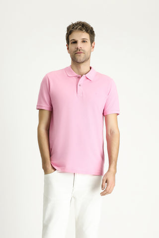  Orta Pembe Slim Fit Dar Kesim Nak??l? Pamuk Polo Yaka Ti?ört-Ki??l?