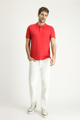  Nar Çiçe?i Slim Fit Dar Kesim Nak??l? Pamuk Polo Yaka Ti?ört-Ki??l?