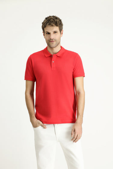  Nar Çiçeği Slim Fit Dar Kesim Nakışlı Pamuk Polo Yaka Tişört