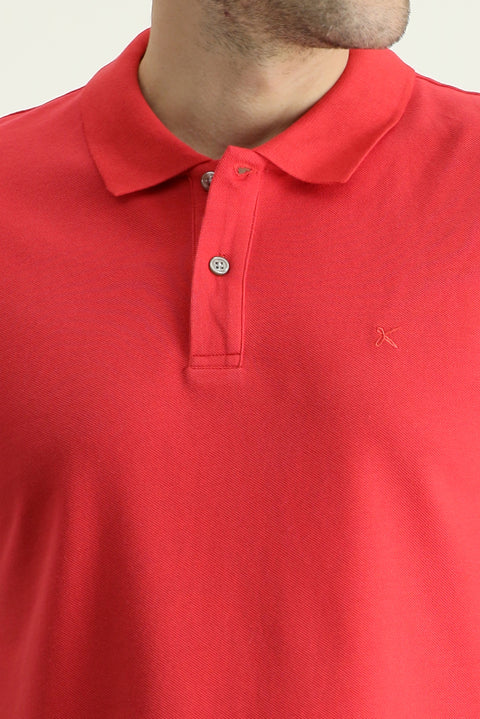 Nar Çiçeği Slim Fit Dar Kesim Nakışlı Pamuk Polo Yaka Tişört