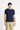 Orta Lacivert Polo Yaka Slim Fit Dar Kesim Desenli Pamuklu Tişört