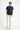  Koyu Lacivert Polo Yaka Slim Fit Dar Kesim Keten Karışımlı Tişört