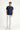 Koyu Lacivert Polo Yaka Slim Fit Dar Kesim Keten Karışımlı Tişört