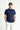 Koyu Lacivert Polo Yaka Slim Fit Dar Kesim Keten Karışımlı Tişört