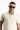 Orta Bej Polo Yaka Slim Fit Dar Kesim Keten Karışımlı Tişört