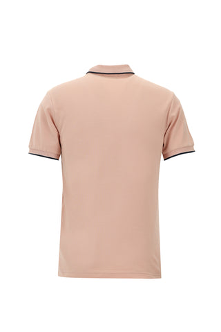  Toz Pembe Polo Yaka Slim Fit Dar Kesim Desenli Nakışlı Pamuk Tişört