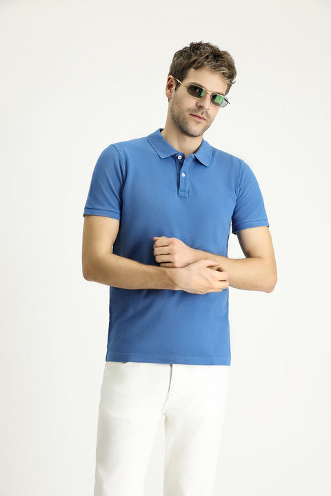 İndigo Slim Fit Dar Kesim Nakışlı Pamuk Polo Yaka Tişört