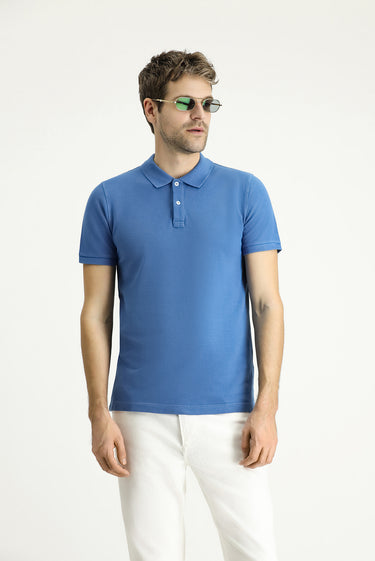 İndigo Slim Fit Dar Kesim Nakışlı Pamuk Polo Yaka Tişört