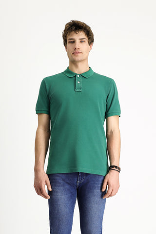  Koyu Yeşil Slim Fit Dar Kesim Nakışlı Pamuk Polo Yaka Tişört