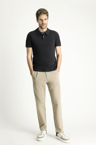  Koyu Antrasit Slim Fit Dar Kesim Nakışlı Pamuk Polo Yaka Tişört