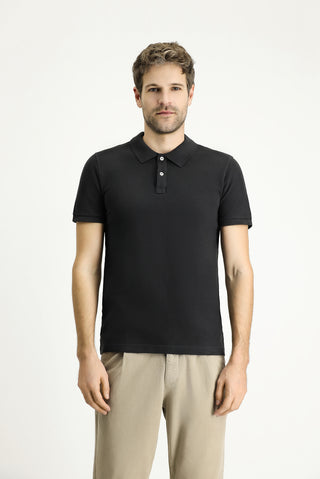  Koyu Antrasit Slim Fit Dar Kesim Nakışlı Pamuk Polo Yaka Tişört