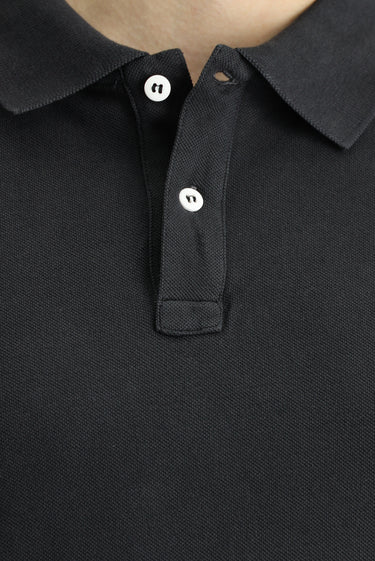 Koyu Antrasit Slim Fit Dar Kesim Nakışlı Pamuk Polo Yaka Tişört
