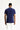 Orta Lacivert Polo Yaka Slim Fit Dar Kesim Desenli Nakışlı Pamuk Tişört