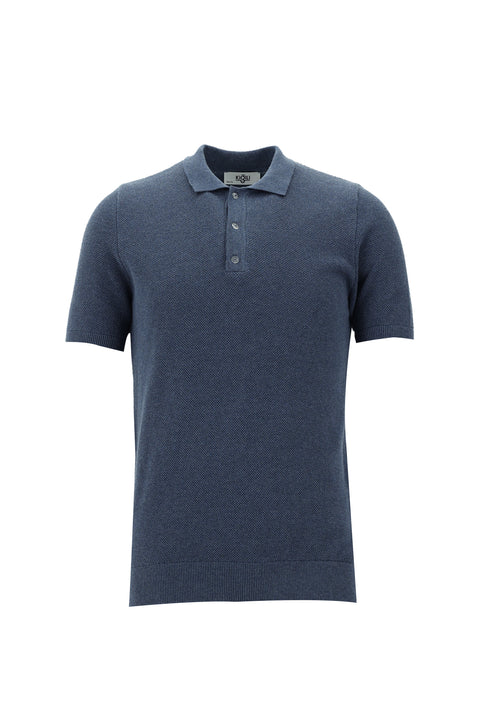 Havacı Mavi Polo Yaka Slim Fit Dar Kesim Pamuk Tişört