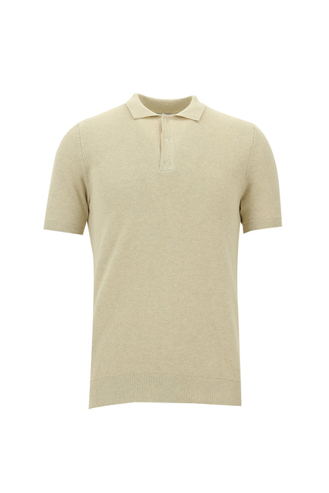 Açık Bej Polo Yaka Slim Fit Dar Kesim Pamuk Tişört