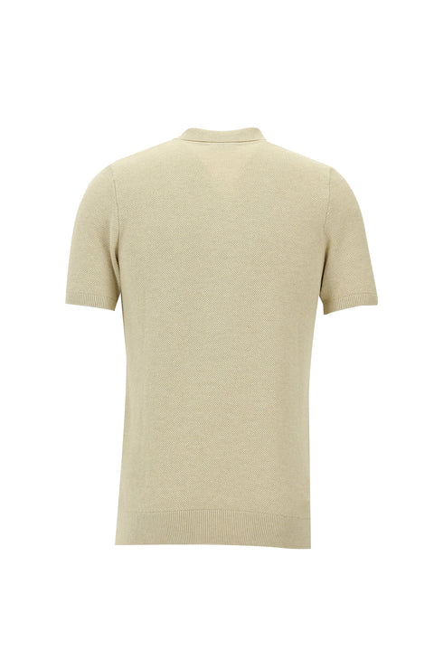 Açık Bej Polo Yaka Slim Fit Dar Kesim Pamuk Tişört