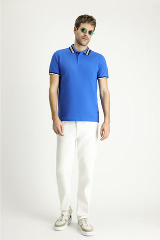  İndigo Polo Yaka Slim Fit Dar Kesim Desenli Pamuk Tişört