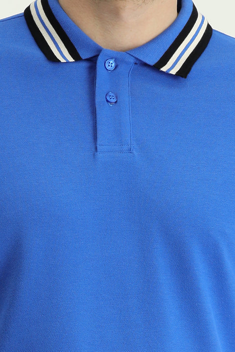 İndigo Polo Yaka Slim Fit Dar Kesim Desenli Pamuk Tişört