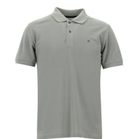 Orta Gri Polo Yaka Slim Fit Dar Kesim Nakışlı Pamuk Tişört