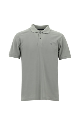  Orta Gri Polo Yaka Slim Fit Dar Kesim Nakışlı Pamuk Tişört