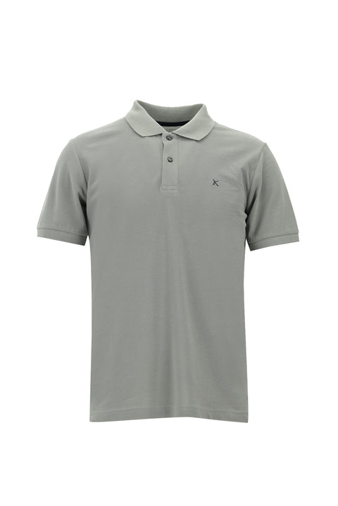Orta Gri Polo Yaka Slim Fit Dar Kesim Nakışlı Pamuk Tişört