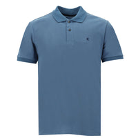 Havacı Mavi Polo Yaka Slim Fit Dar Kesim Nakışlı Pamuk Tişört