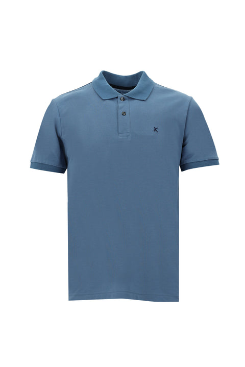 Havacı Mavi Polo Yaka Slim Fit Dar Kesim Nakışlı Pamuk Tişört