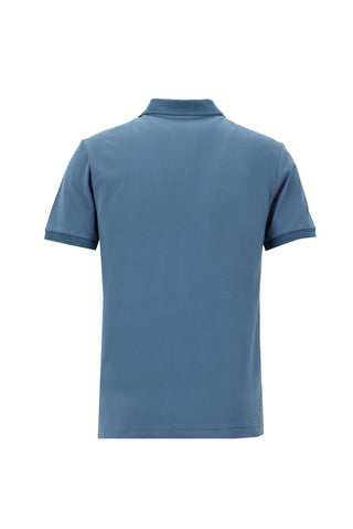 Havacı Mavi Polo Yaka Slim Fit Dar Kesim Nakışlı Pamuk Tişört