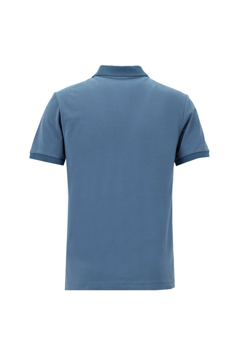 Havacı Mavi Polo Yaka Slim Fit Dar Kesim Nakışlı Pamuk Tişört