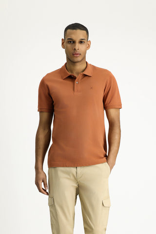  Açık Kahve  Polo Yaka Slim Fit Dar Kesim Nakışlı Pamuk Tişört
