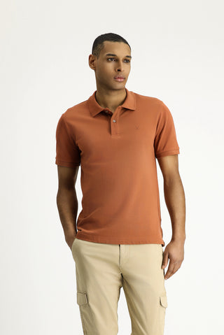  Açık Kahve  Polo Yaka Slim Fit Dar Kesim Nakışlı Pamuk Tişört