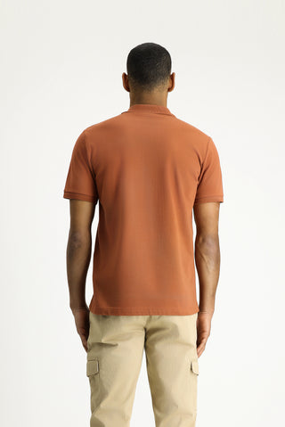  Açık Kahve  Polo Yaka Slim Fit Dar Kesim Nakışlı Pamuk Tişört