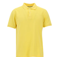 Açık Sarı Polo Yaka Slim Fit Dar Kesim Nakışlı Pamuk Tişört