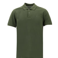 Koyu Yeşil Polo Yaka Slim Fit Dar Kesim Nakışlı Pamuk Tişört