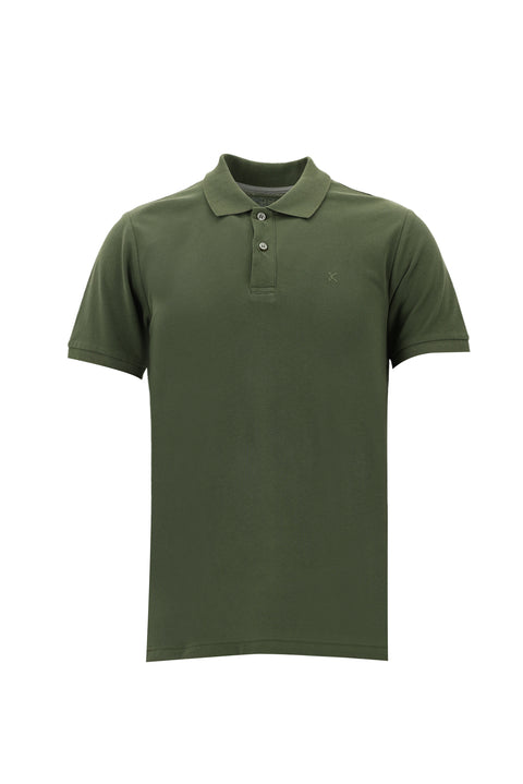 Koyu Yeşil Polo Yaka Slim Fit Dar Kesim Nakışlı Pamuk Tişört