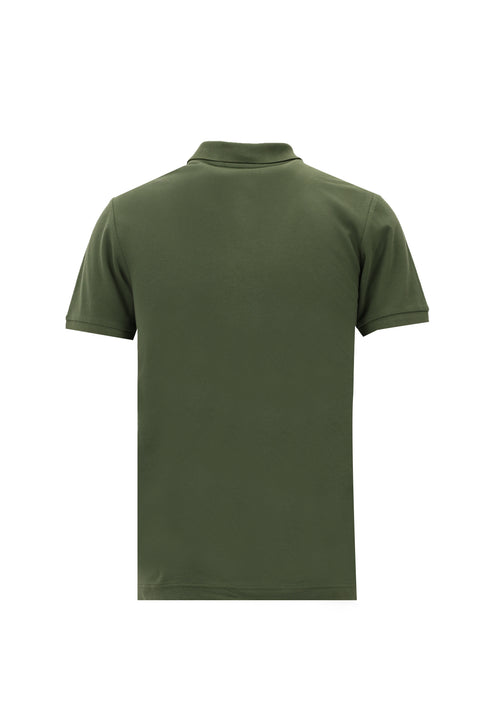 Koyu Yeşil Polo Yaka Slim Fit Dar Kesim Nakışlı Pamuk Tişört