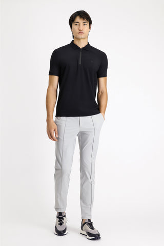  Siyah Techno-Line Polo Yaka Slim Fit Dar Kesim Fermuarlı Likralı Tişört