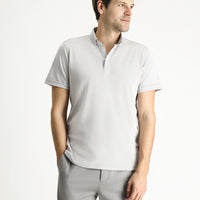 Açık Gri Polo Yaka Slim Fit Dar Kesim Pamuklu Tişört