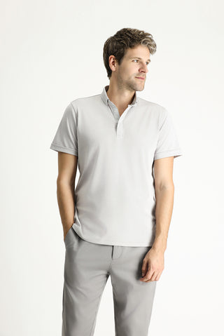  Açık Gri Polo Yaka Slim Fit Dar Kesim Pamuklu Tişört