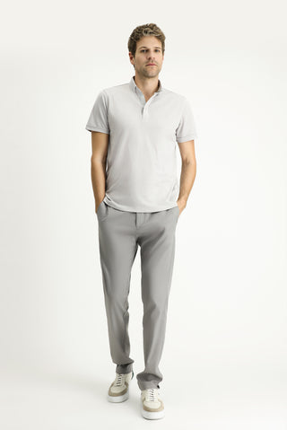  Açık Gri Polo Yaka Slim Fit Dar Kesim Pamuklu Tişört