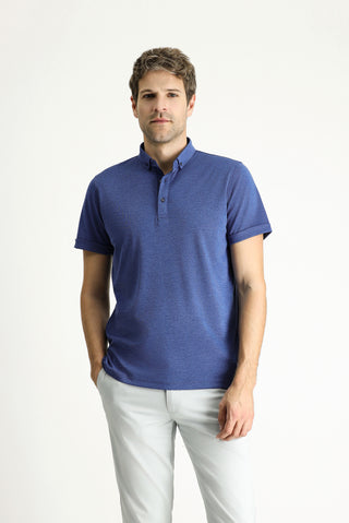  İndigo Polo Yaka Slim Fit Dar Kesim Pamuklu Tişört