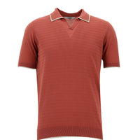 Light Red Slim Fit Patterned Cotton Polo Shirt